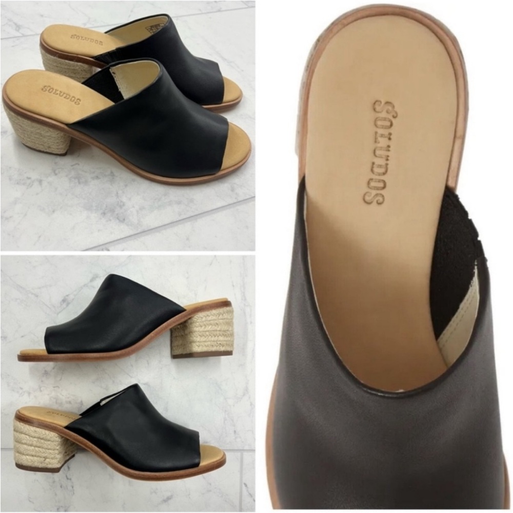 NWT Anthropologie Soludos Capri Mule Leather Black Size 5